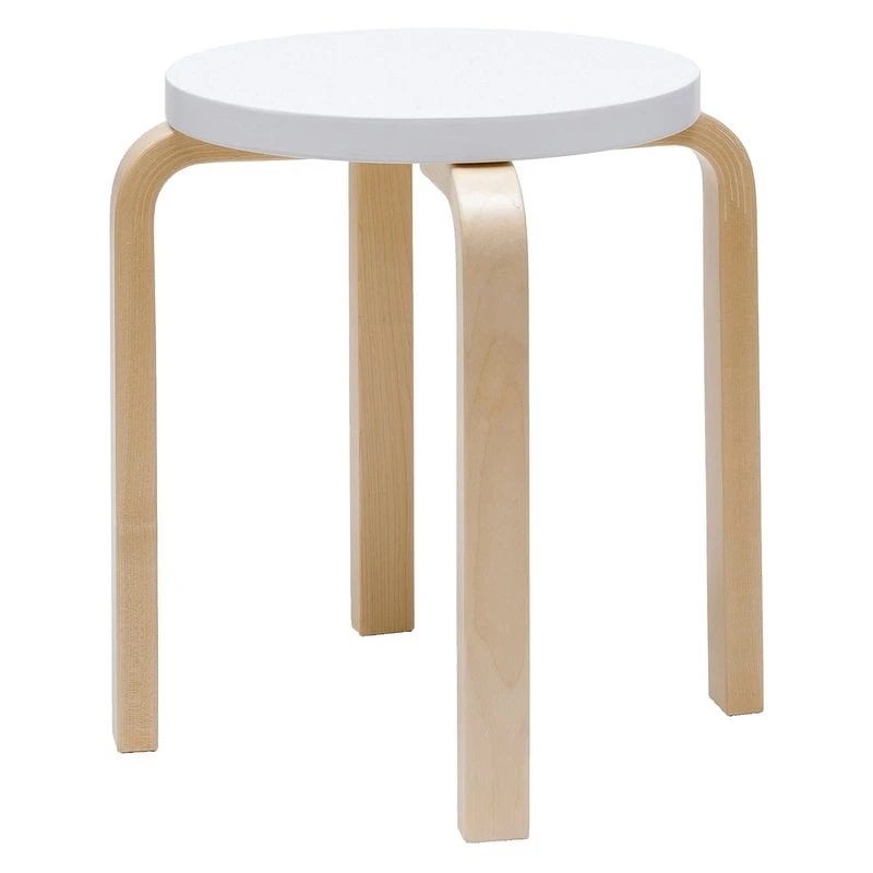 Artek Aalto Stool E60, White - Birch 1 Artek Aalto Stool E60, White - Birch