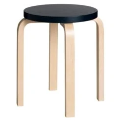 Artek Aalto Stool E60, Black - Birch
