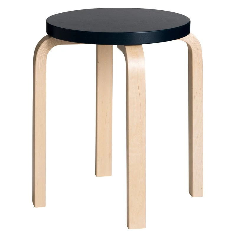 Artek Aalto Stool E60, Black - Birch 1 Artek Aalto Stool E60, Black - Birch