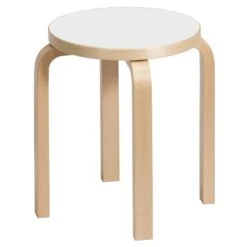 Artek Aalto Stool E60, White Laminate