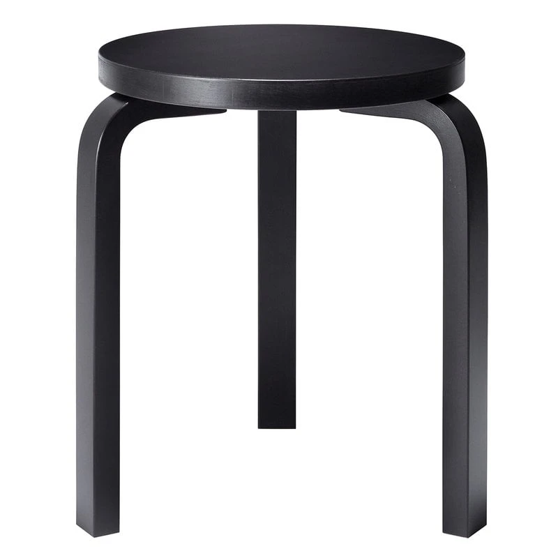 Artek Aalto Stool 60, Lacquered Black 1 Artek Aalto Stool 60, Lacquered Black