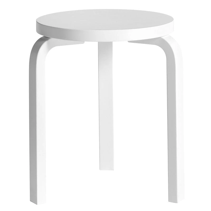 Artek Aalto Stool 60, Lacquered White 1 Artek Aalto Stool 60, Lacquered White