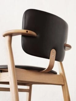 Artek Domus Chair, Lacquered Oak - Black Leather 8 Artek Domus Chair, Lacquered Oak - Black Leather -Artek 1844916 Domus Chair birch black leather upholstery back view master