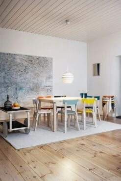 Artek Aalto Chair 69, Yellow 9 Artek Aalto Chair 69, Yellow -Artek 1845058 Chair 69 Teatrolley 901 Aalto Table rectangular 82B Pendant Light A331 Beehive master