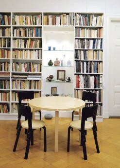Artek Aalto Table 90A, Birch 7 Artek Aalto Table 90A, Birch -Artek 1845442 Chair 66 birch and black Aalto Table round 90A master