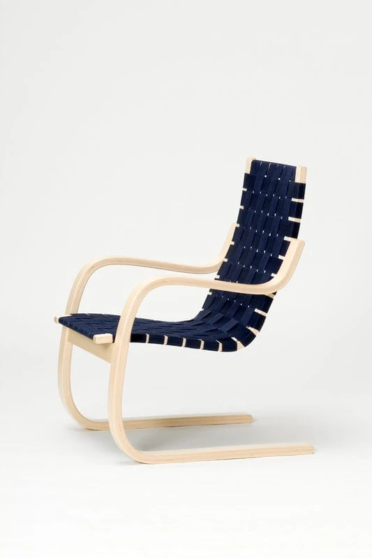 Artek Aalto Armchair 406, Birch - Black/blue Webbing 3 Artek Aalto Armchair 406, Birch - Black/blue Webbing - Image 3