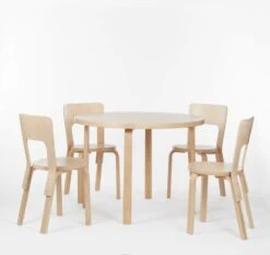 Artek Aalto Chair 66, Birch -Artek 1846696 Chair66 clear lacquer Aalto Table round 90A clear lacquer master 1