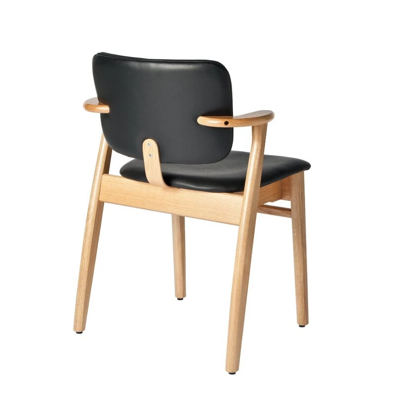 Artek Domus Chair, Lacquered Oak - Black Leather 4 Artek Domus Chair, Lacquered Oak - Black Leather - Image 4