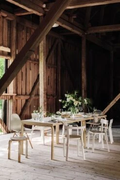 Artek Aalto Chair 68, Birch - Black Linoleum -Artek 1953921 Aalto Table 82A rectangular Stool 60 Chair 65 Chair 68 Chair 66 Chair 69 white lacquered master 1