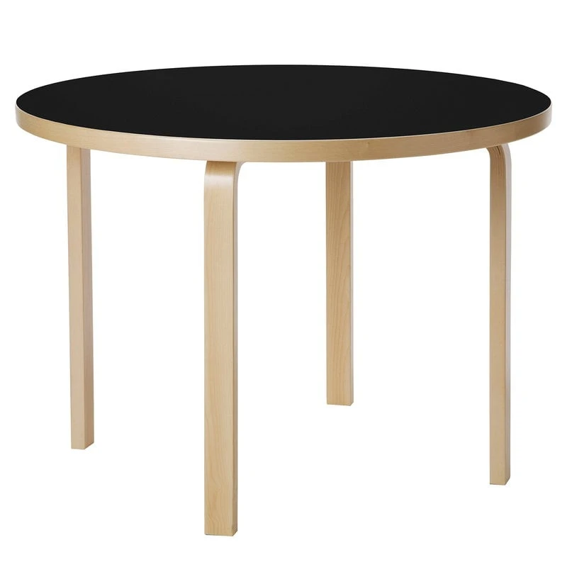 Artek Aalto Table 90A, Birch - Black 1 Artek Aalto Table 90A, Birch - Black