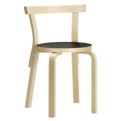 Artek Aalto Chair 68, Birch - Black Linoleum