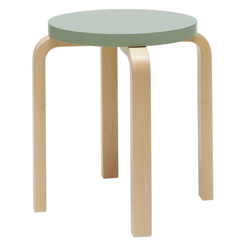 Artek Aalto Stool E60, Green - Birch 1 Artek Aalto Stool E60, Green - Birch