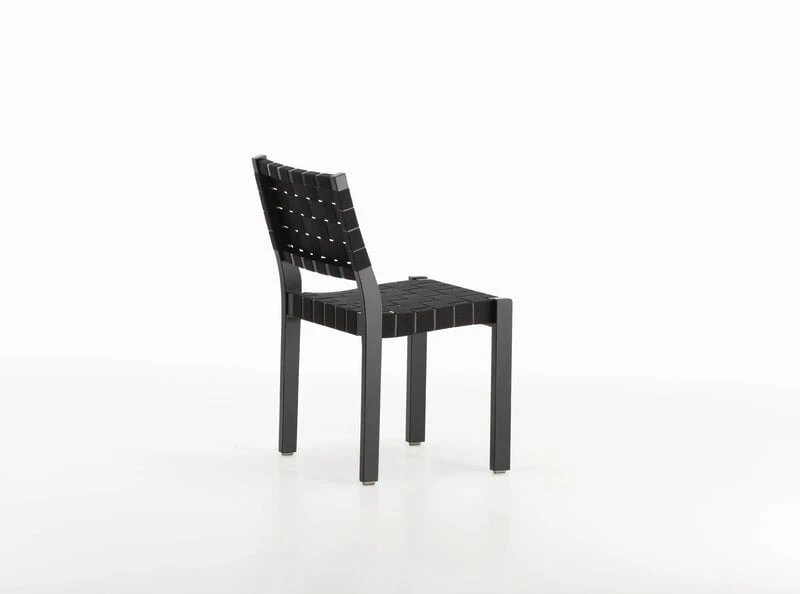 Artek Aalto Chair 611, Black - Black Webbing 2 Artek Aalto Chair 611, Black - Black Webbing - Image 2