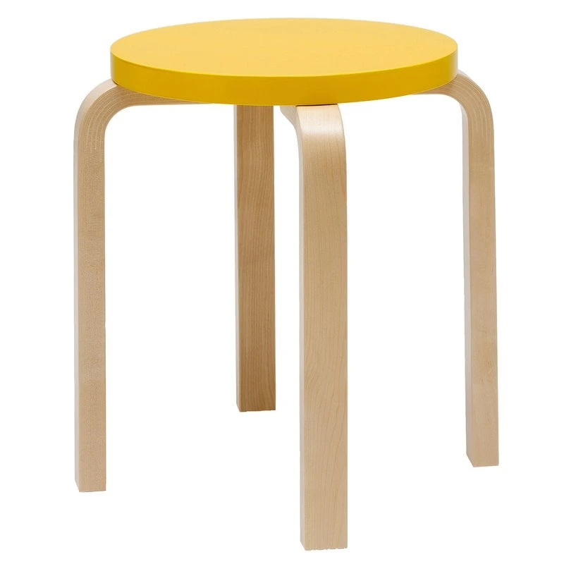 Artek Aalto Stool E60, Yellow - Birch 1 Artek Aalto Stool E60, Yellow - Birch