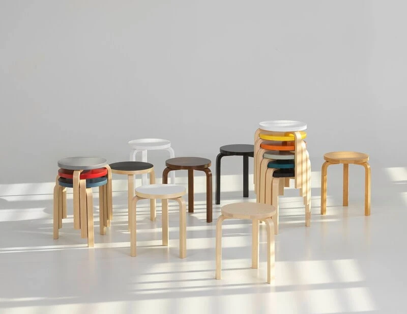 Artek Aalto Stool 60, Grey - Birch 2 Artek Aalto Stool 60, Grey - Birch - Image 2