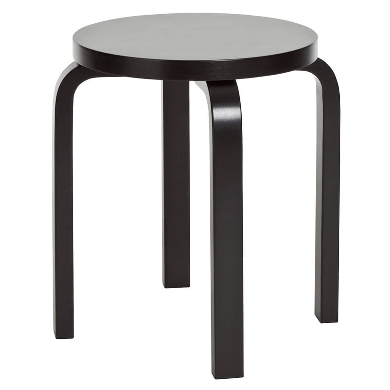 Artek Aalto Stool E60, Lacquered Black 1 Artek Aalto Stool E60, Lacquered Black