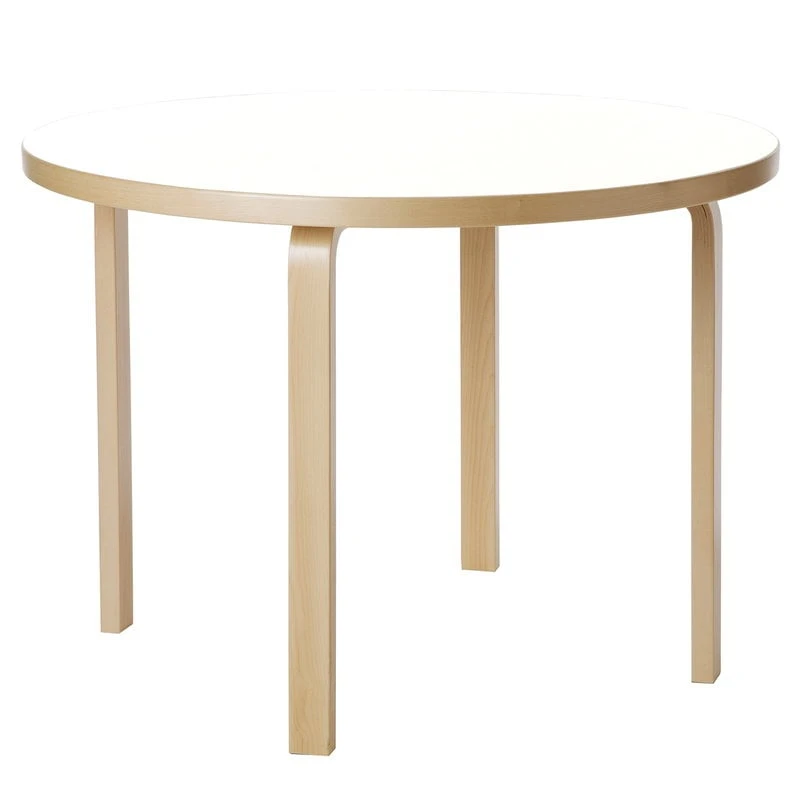Artek Aalto Table 90A, Birch - White 1 Artek Aalto Table 90A, Birch - White