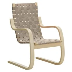 Artek Aalto Armchair 406, Birch - Natural/black Webbing
