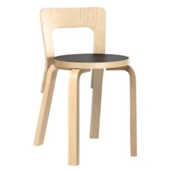 Artek Aalto Chair 65, Birch - Black Linoleum