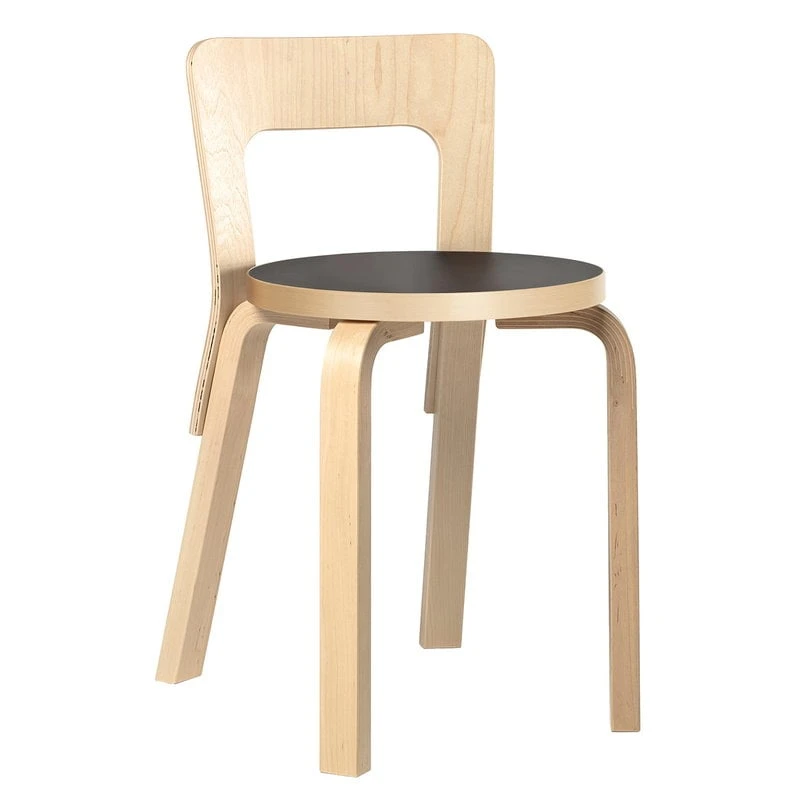 Artek Aalto Chair 65, Birch - Black Linoleum 1 Artek Aalto Chair 65, Birch - Black Linoleum
