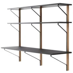 Artek Kaari Wall Shelf With Desk REB 010, Black - Oak