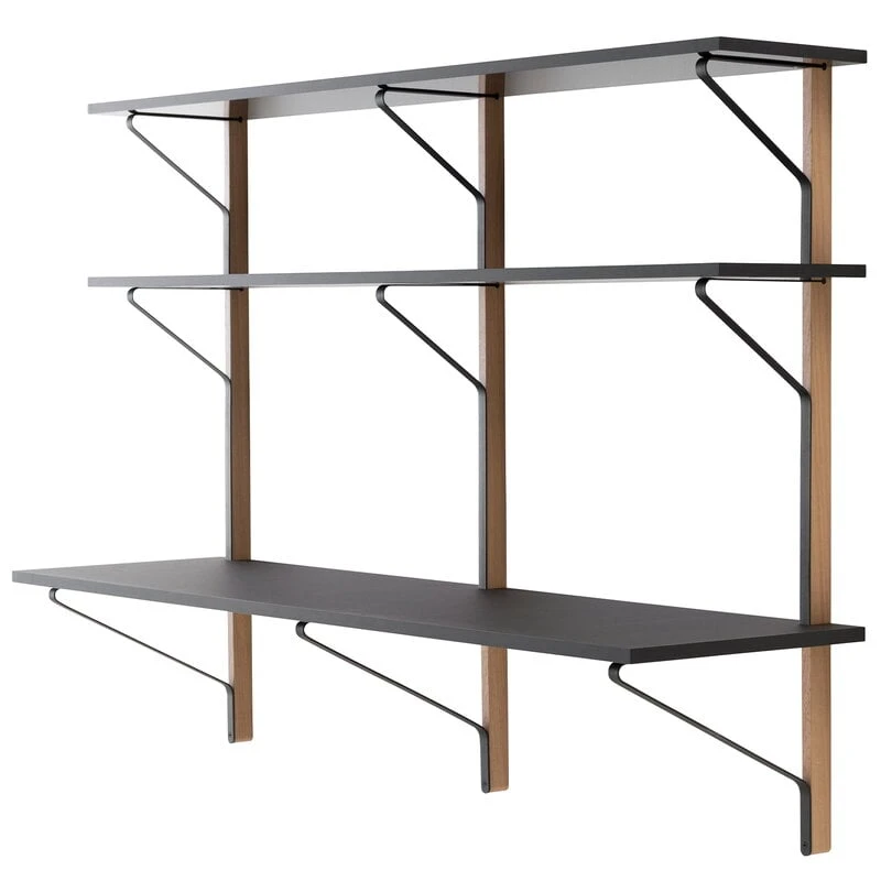 Artek Kaari Wall Shelf With Desk REB 010, Black - Oak 1 Artek Kaari Wall Shelf With Desk REB 010, Black - Oak