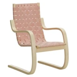 Artek Aalto Armchair 406, Birch - Natural/red Webbing