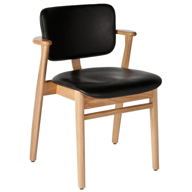 Artek Domus Chair, Lacquered Oak - Black Leather 1 Artek Domus Chair, Lacquered Oak - Black Leather