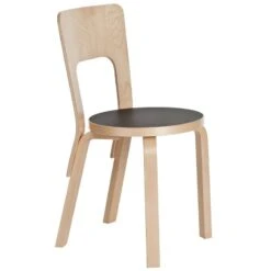 Artek Aalto Chair 66, Black Linoleum