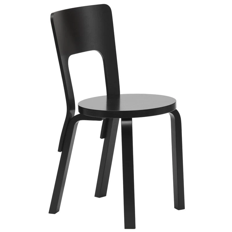 Artek Aalto Chair 66, Lacquered Black 1 Artek Aalto Chair 66, Lacquered Black