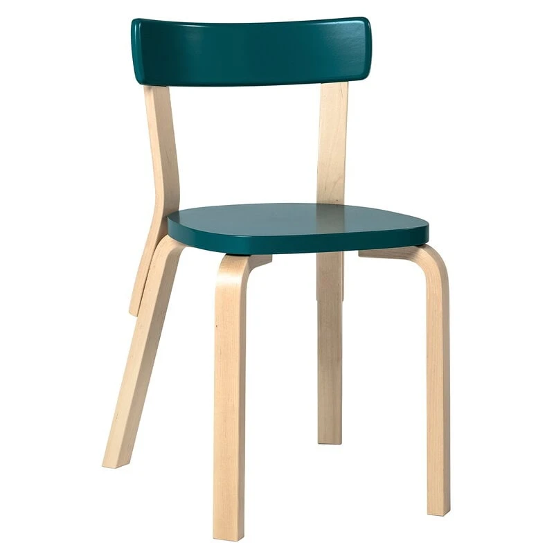Artek Aalto Chair 69, Birch - Petrol 1 Artek Aalto Chair 69, Birch - Petrol