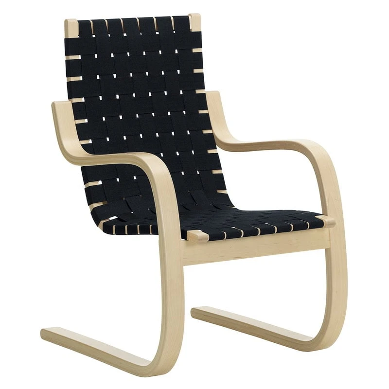 Artek Aalto Armchair 406, Birch - Black/blue Webbing 1 Artek Aalto Armchair 406, Birch - Black/blue Webbing