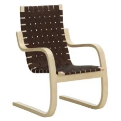 Artek Aalto Armchair 406, Birch - Black/brown Webbing