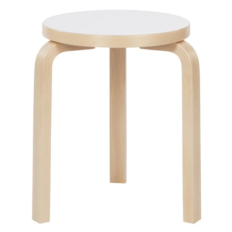 Artek Aalto Stool 60, White Laminate 1 Artek Aalto Stool 60, White Laminate