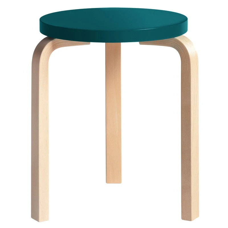 Artek Aalto Stool 60, Petrol - Birch 1 Artek Aalto Stool 60, Petrol - Birch
