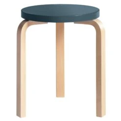 Artek Aalto Stool 60, Blue - Birch