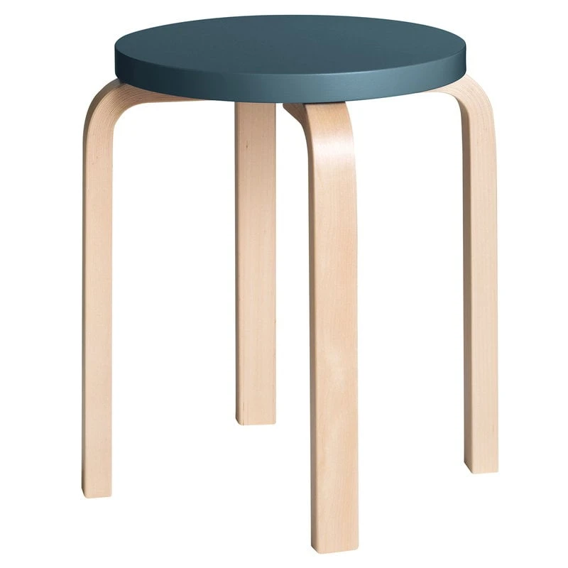 Artek Aalto Stool E60, Blue - Birch 1 Artek Aalto Stool E60, Blue - Birch