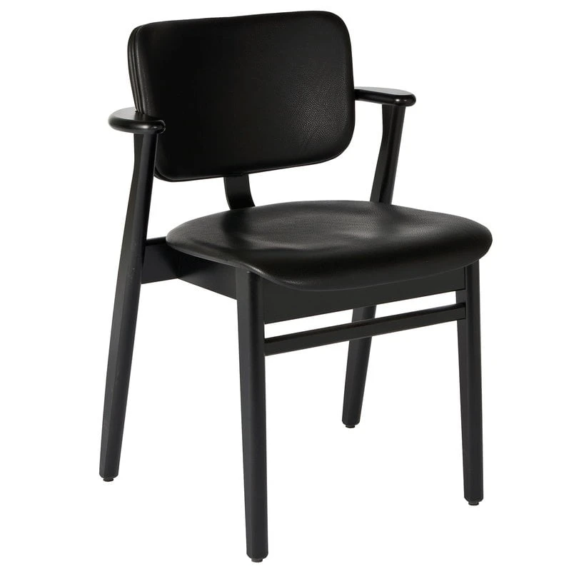 Artek Domus Chair, Black Stained Birch - Black Leather 1 Artek Domus Chair, Black Stained Birch - Black Leather