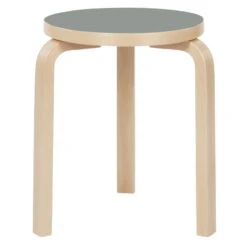 Artek Aalto Stool 60, Ash Grey Linoleum - Birch