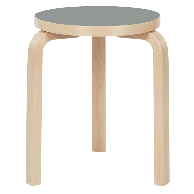 Artek Aalto Stool 60, Ash Grey Linoleum - Birch 1 Artek Aalto Stool 60, Ash Grey Linoleum - Birch