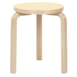 Artek Aalto Stool 60, Pearl Beige Linoleum - Birch