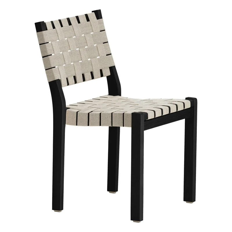 Artek Aalto Chair 611, Black - Natural/black Webbing 1 Artek Aalto Chair 611, Black - Natural/black Webbing