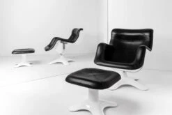 Artek Karuselli Lounge Chair, Black - White -Artek Artek Karuselli And Ottoman Black White