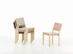Artek Aalto Chair 611, Birch - Natural/red Webbing -Artek Chair 611 new collection2C clear lacquered birch