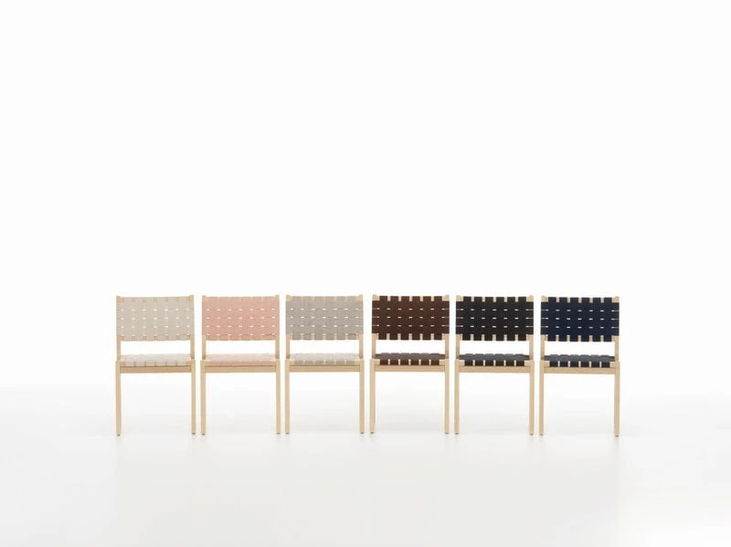 Artek Aalto Chair 611, Birch - Black/blue Webbing 3 Artek Aalto Chair 611, Birch - Black/blue Webbing - Image 3